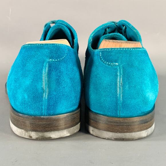 PAUL SMITH Size 9 Aqua Perforated Suede Leather Cap Toe Lace-Up Shoes main image 5